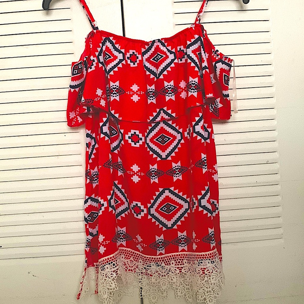 Red off the shoulder dress